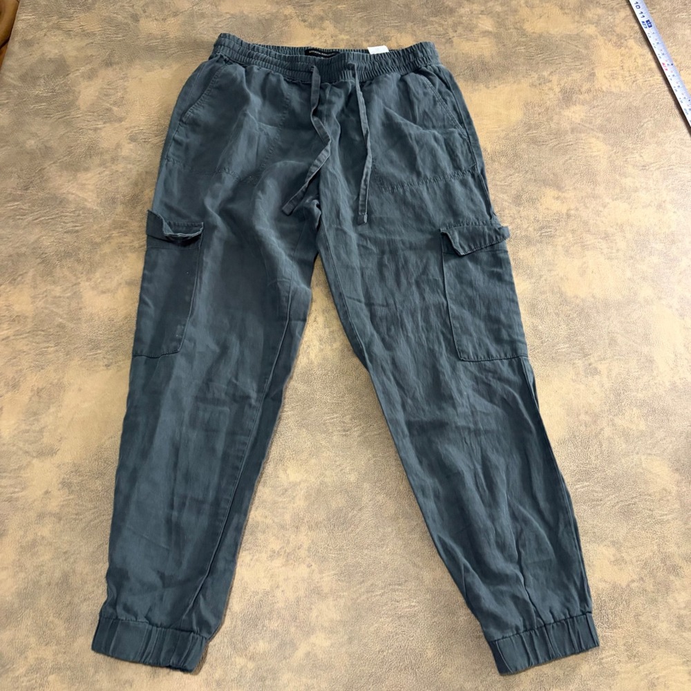 Banana Republic Luxe‎ Lounge Joggers Womens S Orca Grey Linen Blend Cargo Pants